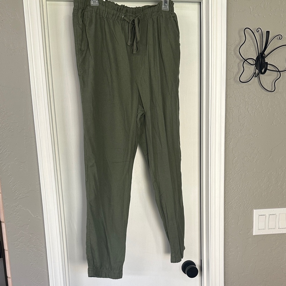 Women's Olive Drawstring Jogger Pants